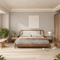Nouveau lit double en bois massif de style chinois, design moderne minimaliste de style Song, structure à tenons et mortaises