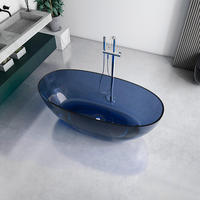 Baignoire Moderne Élégante Violette à Coque Transparente avec Vidange, Baignoire Artistique Transparente pour Salle de Bain et Villa