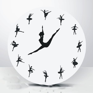 <strong>DIY</strong> Ballet Girl Plastic Wall <strong>Clock</strong> Silent <strong>Clock</strong> for Living Room Bedroom Study Room Office Creative Retro Nostalgic UV Printing - Product Image 2