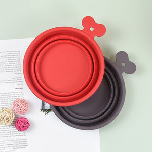 Bán buôn in logo có thể gập lại Pet <span class=keywords><strong>Feeder</strong></span> Bát BPA free xách tay Silicone bát với móc áo - Product Image 2