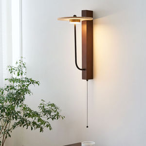Lámpara de pared Led E27 con interruptor de control, estilo minimalista moderno de madera para dormitorio, pasillo, iluminación de entrada - Product Image 1
