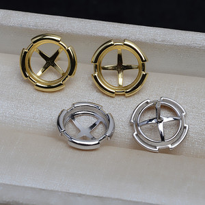 Juego de Pendientes Colgantes sin Pasador de Plata S925 Wenchi, Accesorios para DIY, Perla Mabe de 10.5mm, Base Plana en Forma de Corazón Chapada en Oro de 25mm, 13420 - Product Image 3