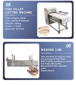 फैक्टरी मछली सफाई Skinning स्केलिंग मशीन मछली पेट बंटवारे काटने Filleting हत्या वैक्यूम पैकिंग प्रसंस्करण लाइन