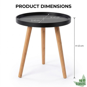 Tavolino da Caffè Resistente all'Usura con Gambe a Treppiede in Bambù per Caffetterie, Lounge e Arredamento Casa in Affitto, Comodino Rotondo Piccolo Anti-caduta - Product Image 2