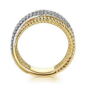 Anello alla Moda con Motivo a Corda Intrecciata, Gioiello Minimalista Bicolore, Elegante Anello da Donna - Product Image 5