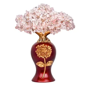Albero di feng shui della decorazione di buona fortuna dell'albero della pietra preziosa della giada dell'albero dei soldi di cristallo del quarzo rosa