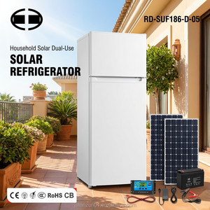 OEM 186L Solar Powered Refrigerator 12V 24V <b>Compressor</b> Double Door <b>Fridge</b> With Independent Freezer for Household 186L Optimized - Product Image 1