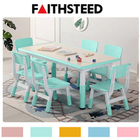 Table rectangulaire pour enfants Faithsteed aux couleurs personnalisées, en plastique PE durable, bureau d'étude pour enfants, mobilier pour centre de formation préscolaire
