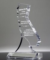 Prix Noble Custom Achievement Trophée en forme d'état acrylique de Californie