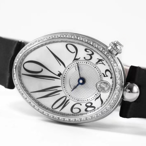 Montre automatique mécanique de luxe en édition limitée, boîtier ovale en acier argenté, cadran blanc, lunette sertie de diamants, montre de précision pour femmes Elite - Product Image 4
