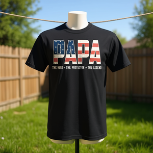 T-shirt avec drapeau américain pour papa, le héros, le protecteur, la légende, cadeau pour la fête des pères - Product Image 1