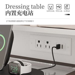 Modern Minimalist Dressing <b>Table</b> With Lighted <b>Mirror</b> White And Black Bedroom <b>Vanity</b> Integrated Storage Cabinet Ready To Use - Product Image 3