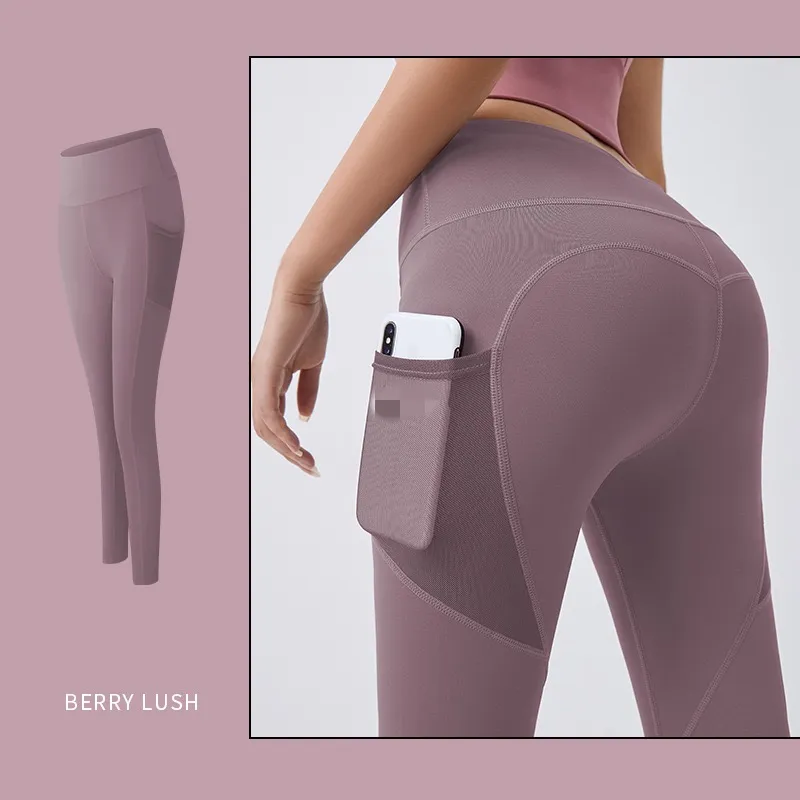 New design High waisted scrunch lifting leggings sports fitness yoga leggings with mesh side pockets for women