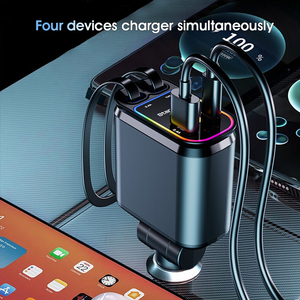 Chargeur de voiture rétractable portable 60W Câble USB PD de type C pour téléphone portable Cordon de charge rapide avec étoile lumineuse - Product Image 6