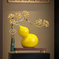 Ornement de citrouille rouge brillant avec arbre en cristal d'améthyste et pompon nuage, décoration Feng Shui porte-bonheur pour entrée et cadeau de pendaison de crémaillère