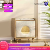 Nid pour chat en bois massif moderne personnalisé, respirant, chaud, universel pour toutes les saisons, coussin amovible