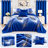 Ensemble de literie complet 8 pièces OEM ODM avec 2 rideaux de fenêtre, 4 taies d'oreiller, drap plat et drap-housse Queen King