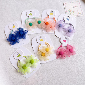 Nuevo lazo para el pelo de estilo coreano con bonitos puntos de polka, malla, botones y flores, accesorio para el cabello de niñas, diadema, tocado. - Product Image 4