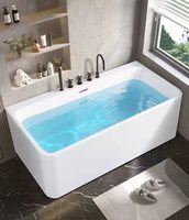 Venta Directa de Fábrica: Bañera Acrílica Estándar Individual Rectangular Independiente con Doble Borde, Engrosada y Profunda