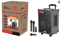 En gros SING-E JQS910S Enceinte Karaoké sur roulettes pour l'extérieur, 5.0 50W, en bois, alimentée par batterie, télécommande 2