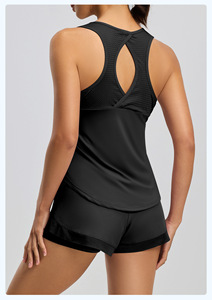 Wholesale Women's Mesh Racerback Yoga Tank <b>Top</b> Sleeveless Round Neck Workout Shirt Quick Dry Plus Size Sports Gym Athletic <b>Top</b> - Product Image 2