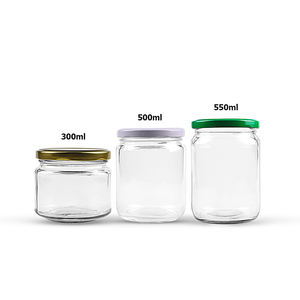 Bocaux <span class=keywords><strong>en</strong></span> verre transparent à large ouverture de 300 ml et 500 ml pour miel royal Etumax avec couvercle <span class=keywords><strong>en</strong></span> métal - Product Image 1