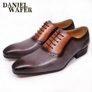 Genuine Leather Hand Crafted Oxford Shoes Rubber Sole Brown Men Dress Shoes - Product Image 2