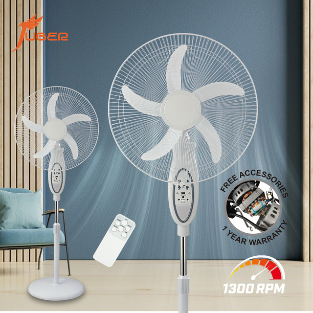 Electric Rechargeable Solar Plastic Standing Fan 16-18 Inch Remote Control LED Light Oscillating Energy Efficient Portable for