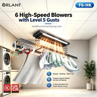 Séchoir à linge électrique intelligent pour la maison, 6 souffleurs d'air haute vitesse, télécommande, 5 niveaux de puissance du vent, automatique