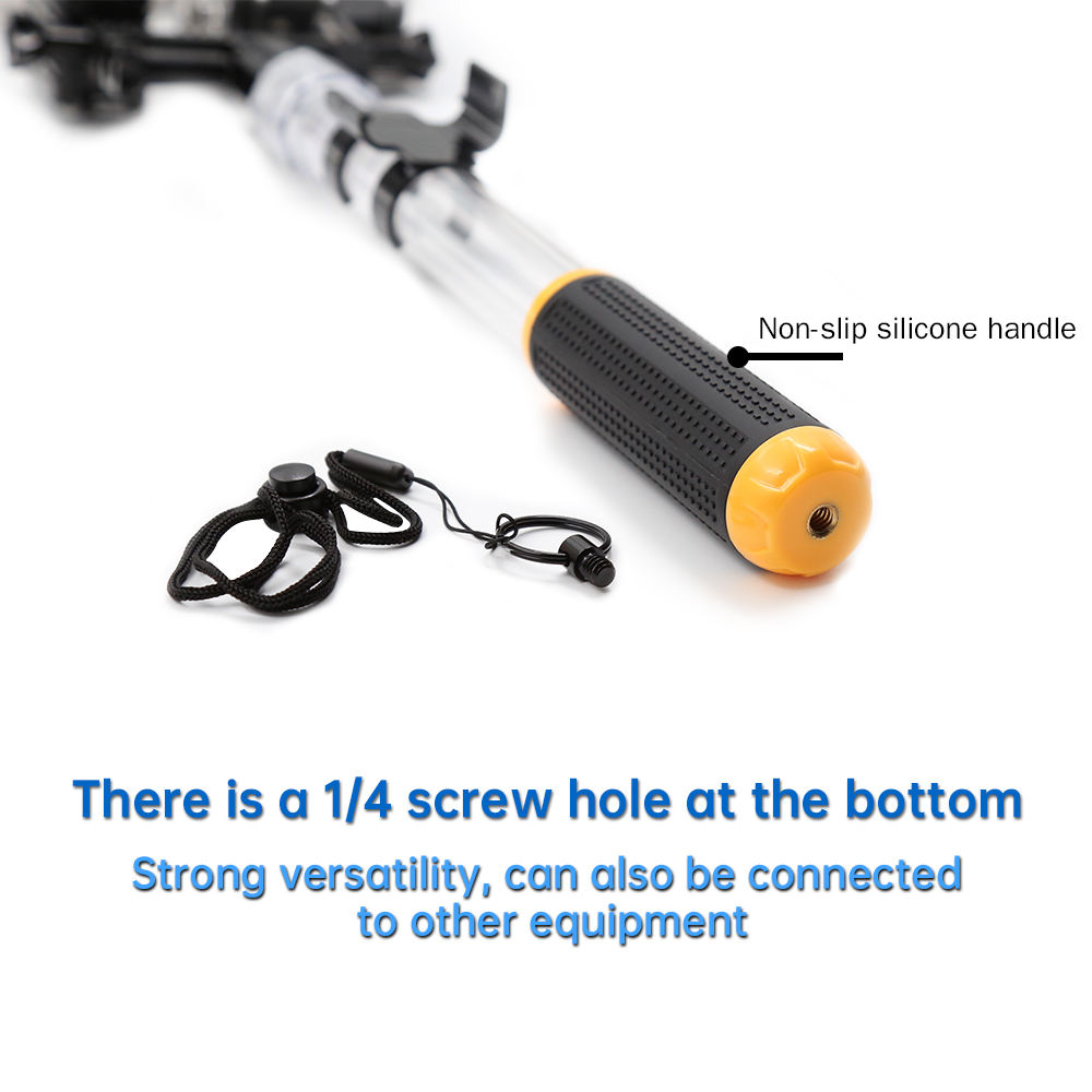 Hongdak Floating Selfie Stick Transparent Monopod Lightweight Retractable Stand for Gopro Screw for Gopro 7 6 5 4 3