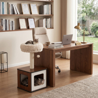 Maison pour chat en bois de rotin synthétique écologique de luxe avec griffoir et design palmier