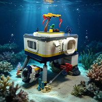 Funbuild MOC-266717 Subnautica: Base Moonpool y Tadpole Classic, Set de Bloques de Construcción Modular Submarino para Postes de Trabajo Profundos