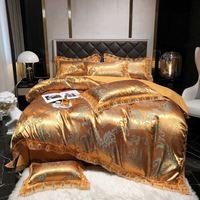 Europäisches Spitzen-Satin-Jacquard-Vierteiliges Set Luxuriöses Gewaschenes Seiden-Bettlaken und Bettbezug
