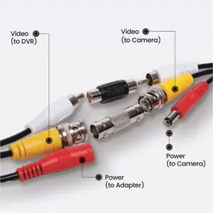 CCTV DVR監視システム用RCAケーブルHDオーディオビデオ電源セキュリティカメラケーブル銅