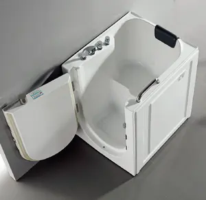 Bañera de seguridad portátil para 1 persona, baño sin barrera, puerta de entrada baja, acrílico, para caminar