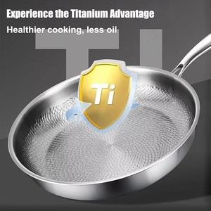 Sartén de Titanio Triple Capa, Gruesa, <span class=keywords><strong>Sin</strong></span> Recubrimiento, Antiadherente, de Grado Alimenticio, Libre de Toxinas, con Acabado Martillado - Product Image 3