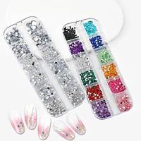 12 grilles de strass en cristal à dos plat multicolores pour nail art, avec stylo de préhension, pince à épiler et colle à bijoux B7000
