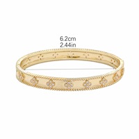 Gelang Wanita Berlapis Emas Berkualitas Tinggi, Desain Kaleidoskop Empat Daun yang Indah dengan Zirkon dan Tembaga, Dapat Disesuaikan, Serbaguna