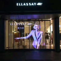 Écran LED d'affichage publicitaire intérieur/extérieur couleur pleine P3.91 Mur vidéo en maille transparente pour magasin de détail Orientation des commerces Ascenseur
