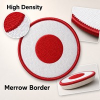 Patch brodé du drapeau du Japon à thermocoller pour casquettes, uniformes, personnalisable 	 Patch drapeau du Japon