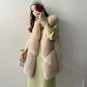 New Style Winter Thick Warm Fur Gilet Women Genuine Leather Fox Fur Vest