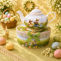 Théière populaire en céramique de luxe avec motif familial du Lapin de Pâques, idéale pour Pâques
