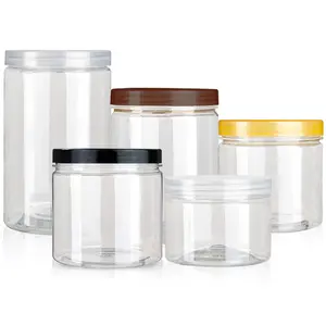 Food Grade Plastic Jars Food Container Bottle for Peanut Butter Honey Jams With Screw Top Lid
