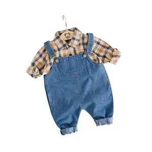 Authentic Brand Suspender Jeans And Children Wear Button Cotton T Shirt 200 Grams From Wholesale Clothing