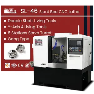 Máquina de torneamento CNC SL-46 Torno CNC de alta precisão para metal Máquina automática de torno CNC com canteiro inclinado para energia hidráulica