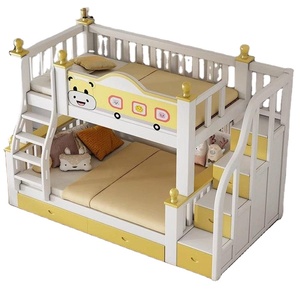 Lit superposé multifonctionnel en bois massif pour enfants, simple avec échelle, armoire, lit de maman, meubles de chambre à coucher - Product Image 2