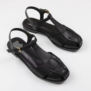 Nuevas Sandalias de <span class=keywords><strong>Mujer</strong></span> más Vendidas, Zapatos Negros de Suela Plana con Punta Redonda a la Moda en Venta Caliente - Product Image 5