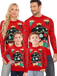 <span class=keywords><strong>Pull</strong></span> familial tricoté doux et confortable à col rond et manches longues, style décontracté pour la saison d'automne, idéal pour les fêtes <span class=keywords><strong>de</strong></span> <span class=keywords><strong>Noël</strong></span> - Product Image 2