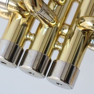 Trompeta Profesional <span class=keywords><strong>de</strong></span> Latón Dorado, Pistón <span class=keywords><strong>de</strong></span> una Pieza, Instrumento Musical <span class=keywords><strong>de</strong></span> Latón - Product Image 4