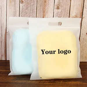 Özel Logo yüksek kaliteli giysiler plastik fermuar zip kilit poli buzlu logo kulplu çanta